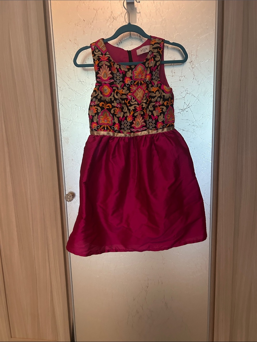 Party Embroidered Floral Bodice Pink Girls Dress